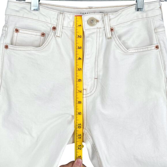 Topshop White Frayed Hem Jeans Cotton Blend Stretch Casual Womens 28 - Picture 6 of 7